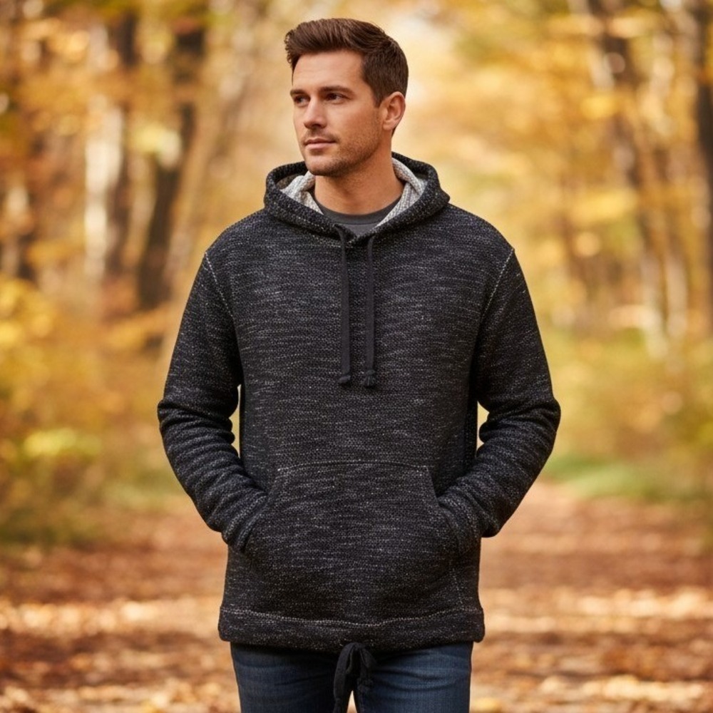 Streetwear Lucky Brand Men's L Black French Terry Pullover Hoodie